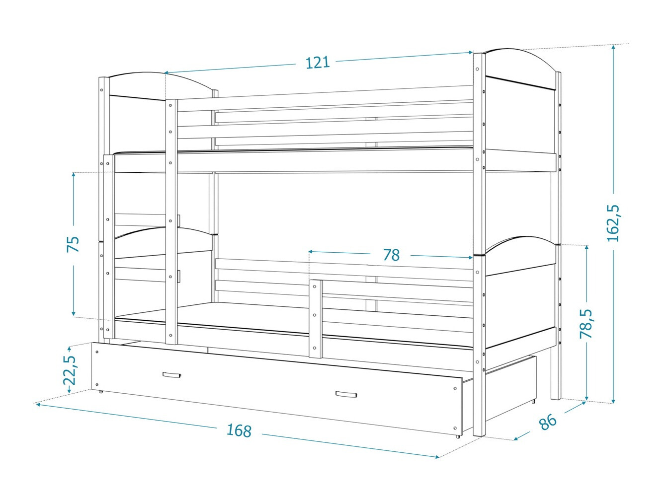 Divstāvu gulta Aurora 101 (Balts)
