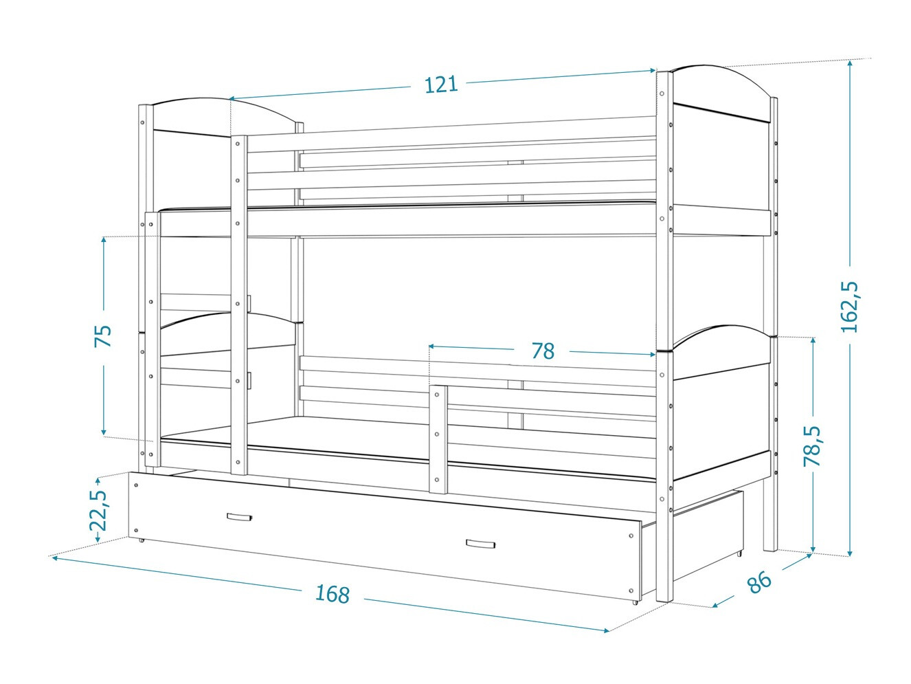 Divstāvu gulta Aurora 101 (Priede)