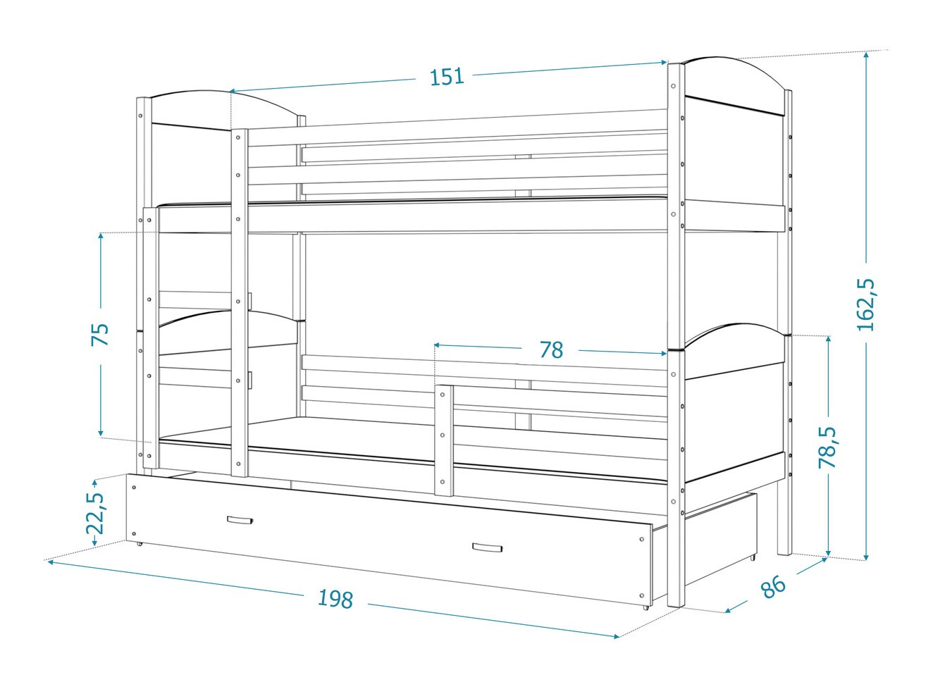 Divstāvu gulta Aurora 102 (Priede)
