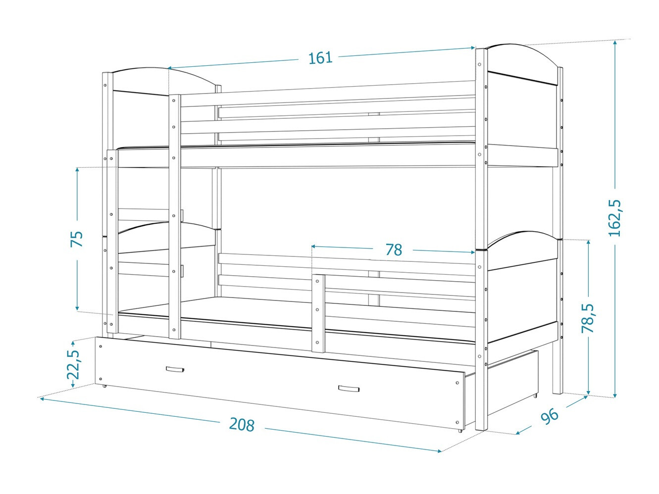 Divstāvu gulta Aurora 103 (Balts)