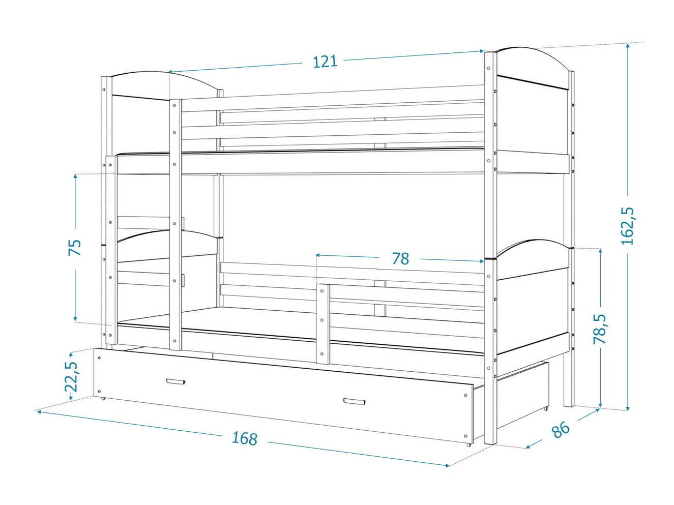 Двухъярусная кровать Aurora 101 (Белый)