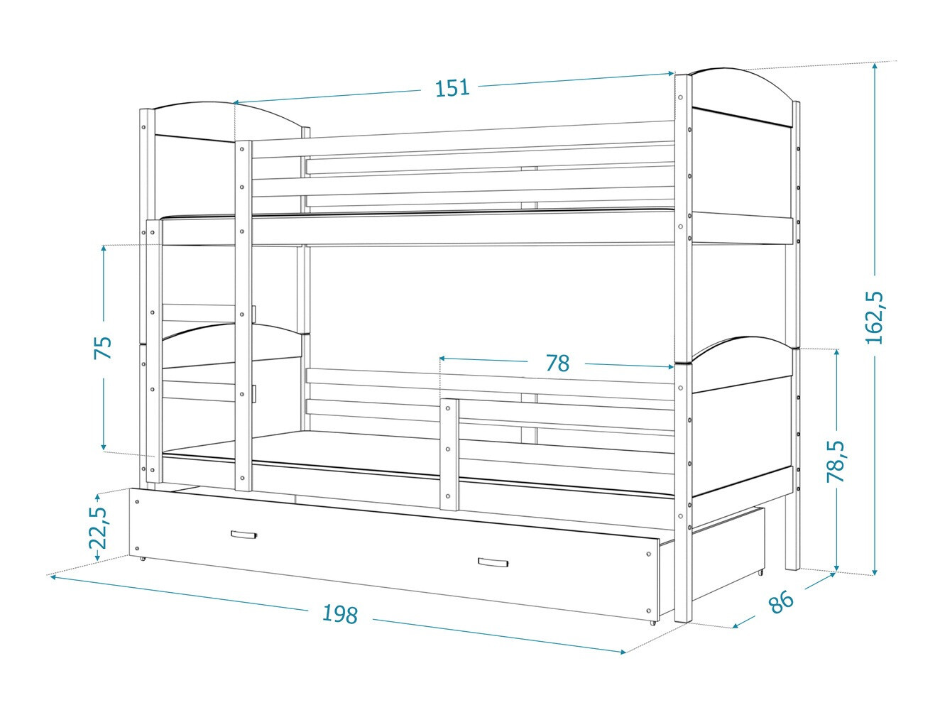 Двухъярусная кровать Aurora 102 (Белый)