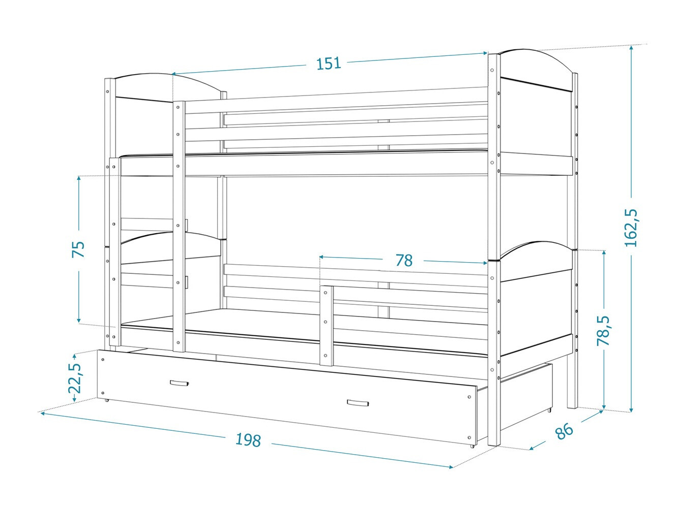 Двухъярусная кровать Aurora 102 (Серый)