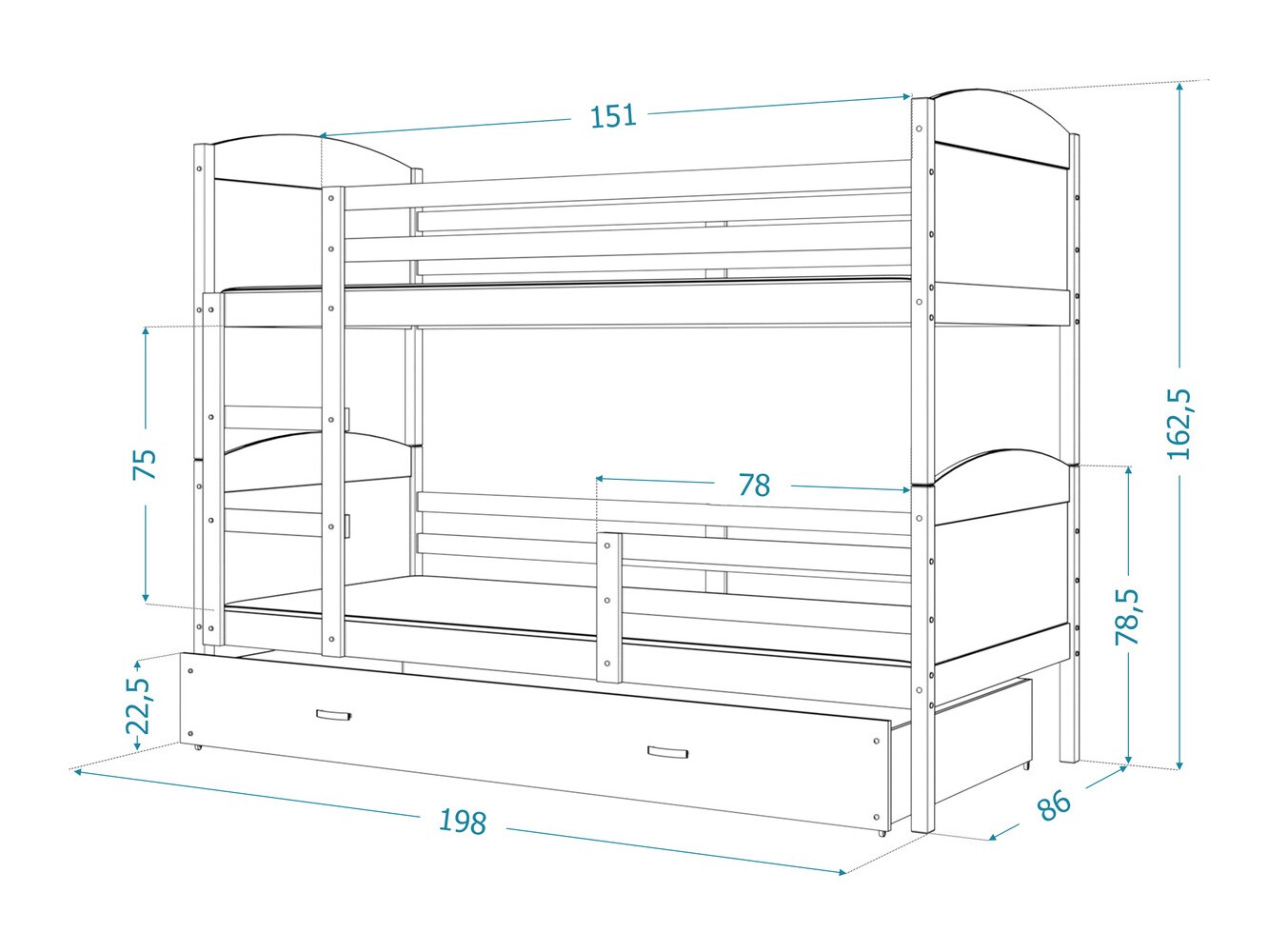 Двухъярусная кровать Aurora 102 (Серый)