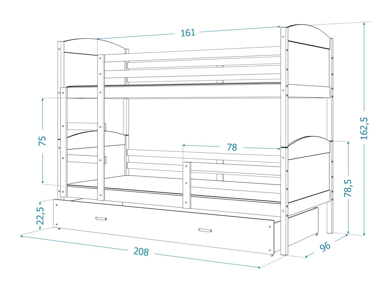 Двухъярусная кровать Aurora 103 (Серый)