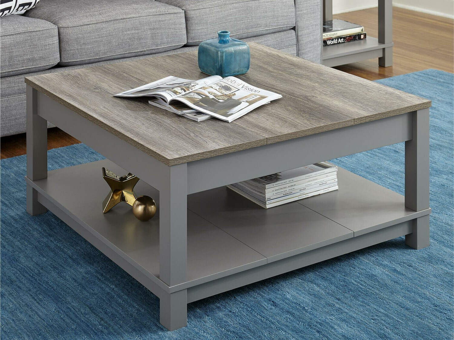 Žurnālu galdiņš Tulsa 300 (Pelēks + Gaiši brūns)