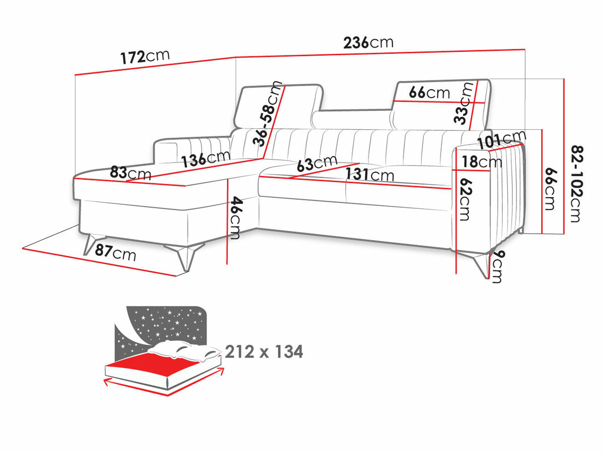 Угловой диван Columbus 170 (Mono 242)