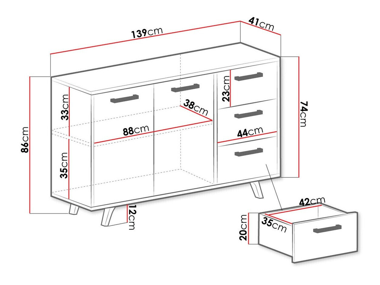 Kомод Dortivu 118 (Фиолетовый + Золотой)
