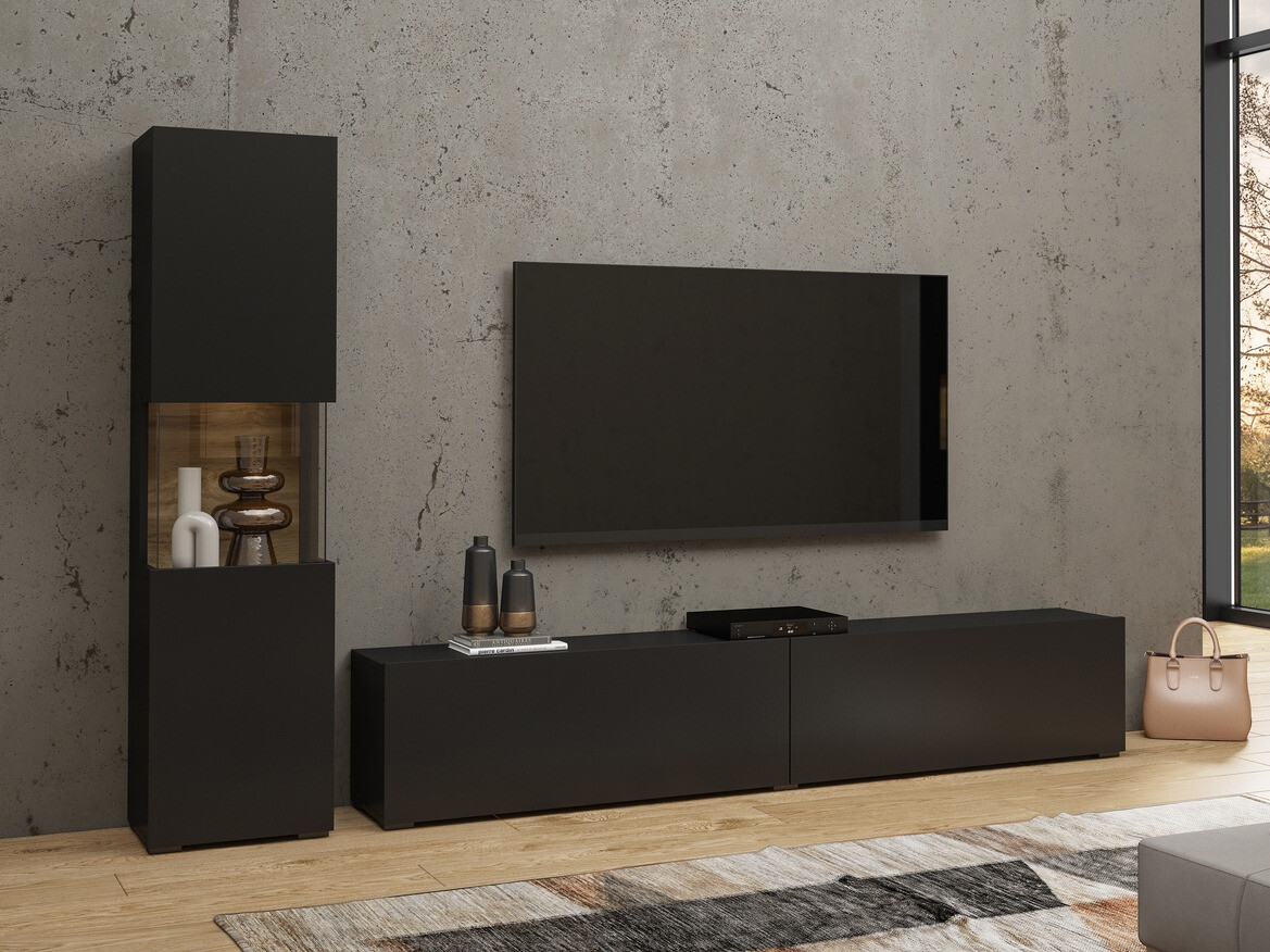 Viesistabas komplekts Revmiru 105 (Melns + Votan ozols)