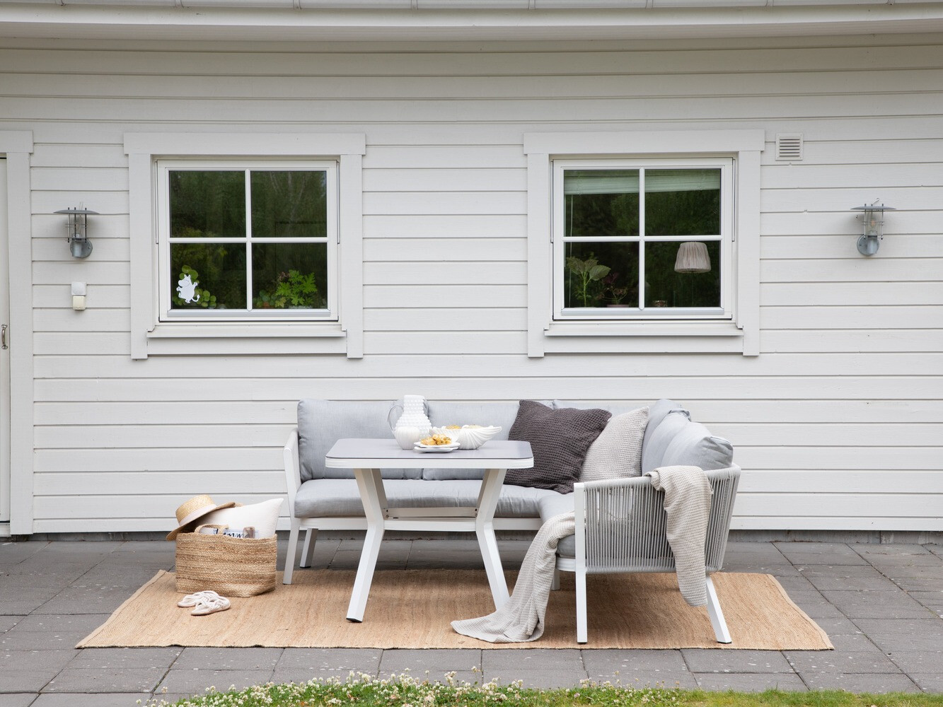 Dārza mēbeļu komplekts Dallas 1069 (Balts + Pelēks)