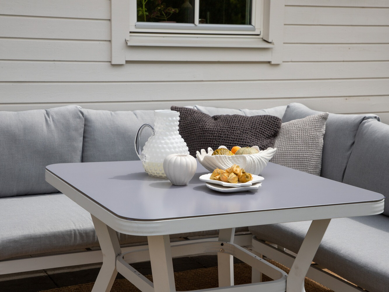 Dārza mēbeļu komplekts Dallas 1069 (Balts + Pelēks)