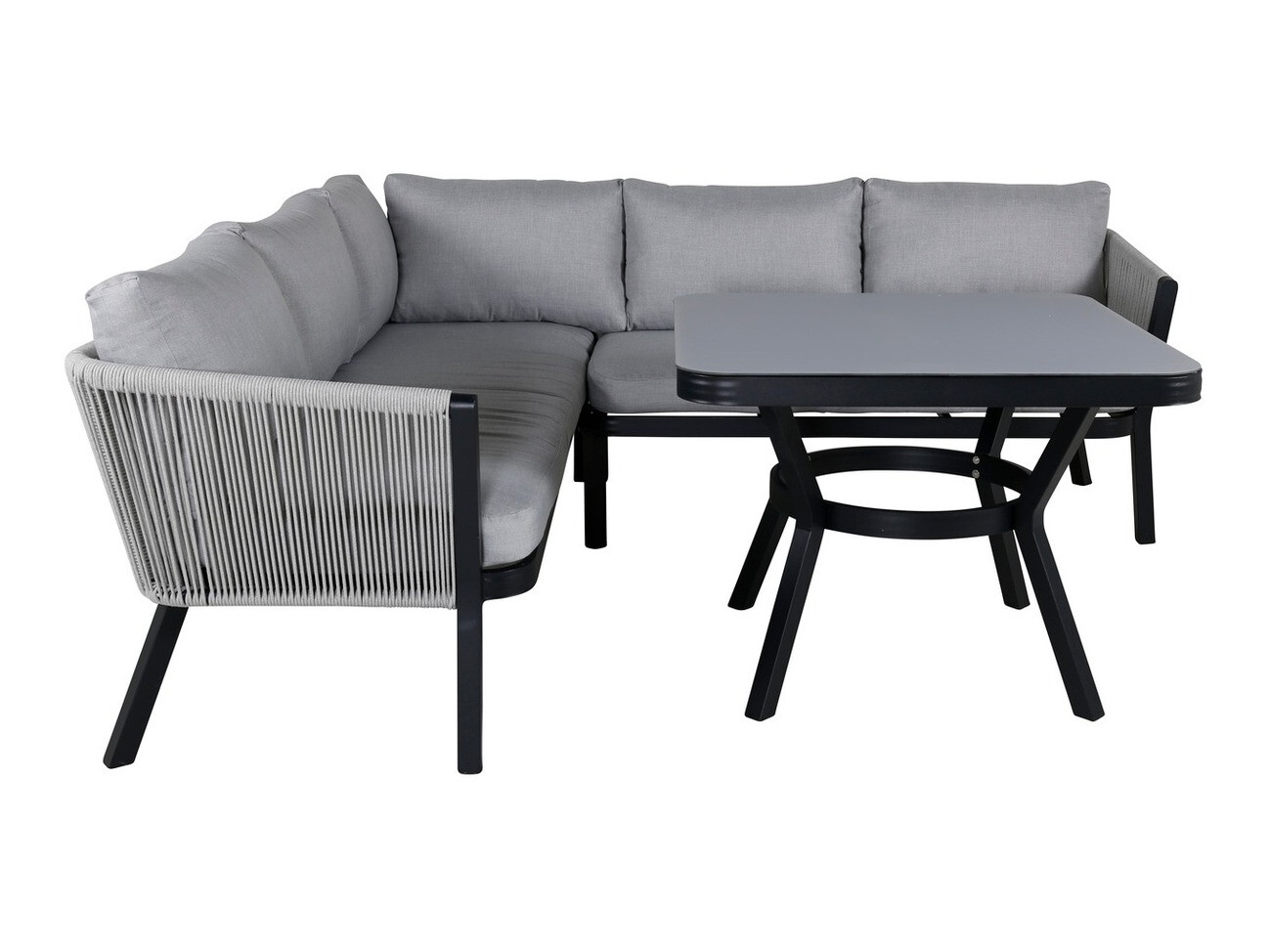 Dārza mēbeļu komplekts Dallas 1069 (Melns + Gaiši pelēks)