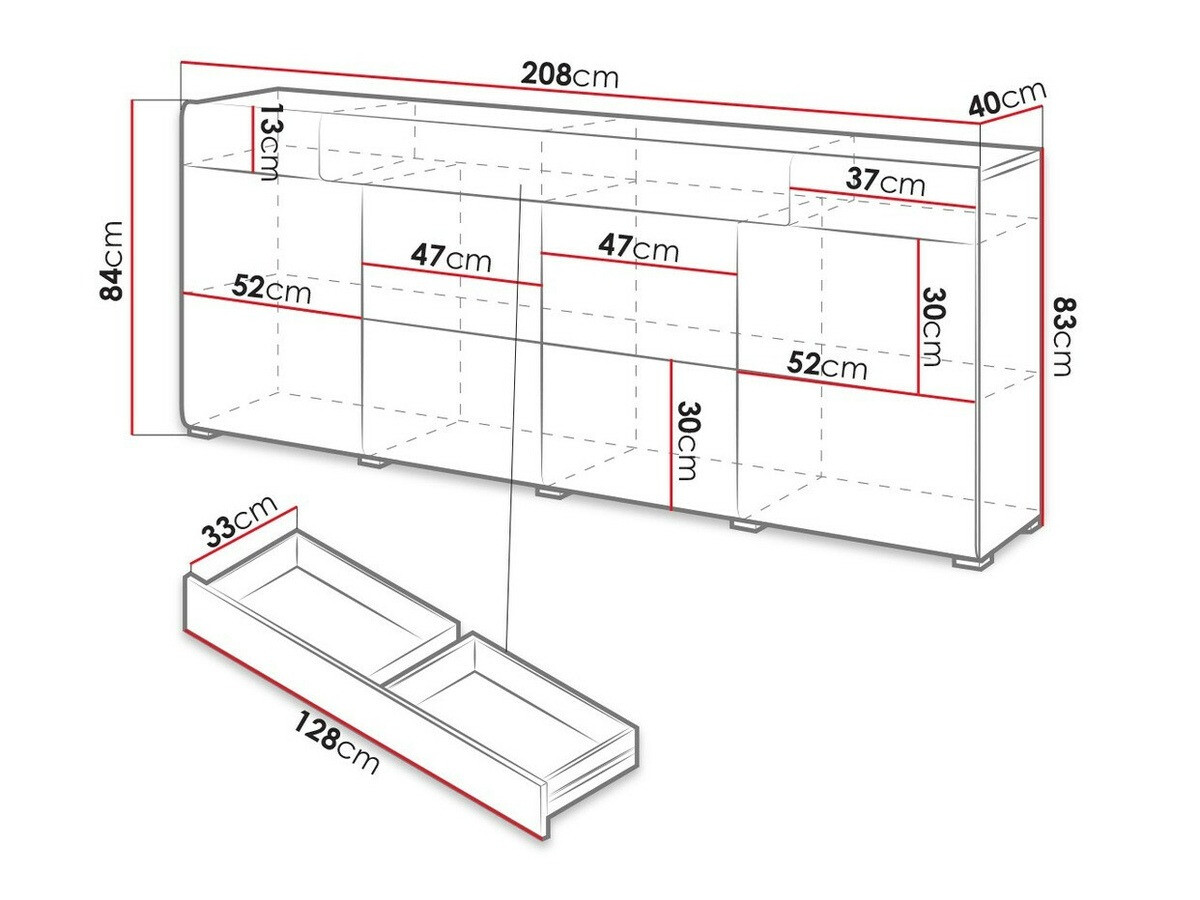 Kомод Torsone 102 (Белый + Глянцевый белый)