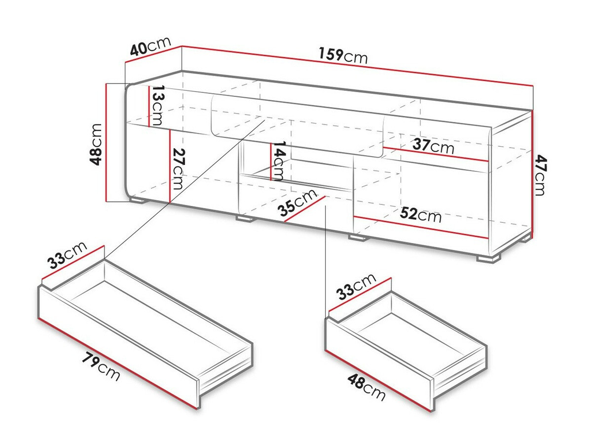TV galds Torsone 101 (Balts + Glancēts balts)