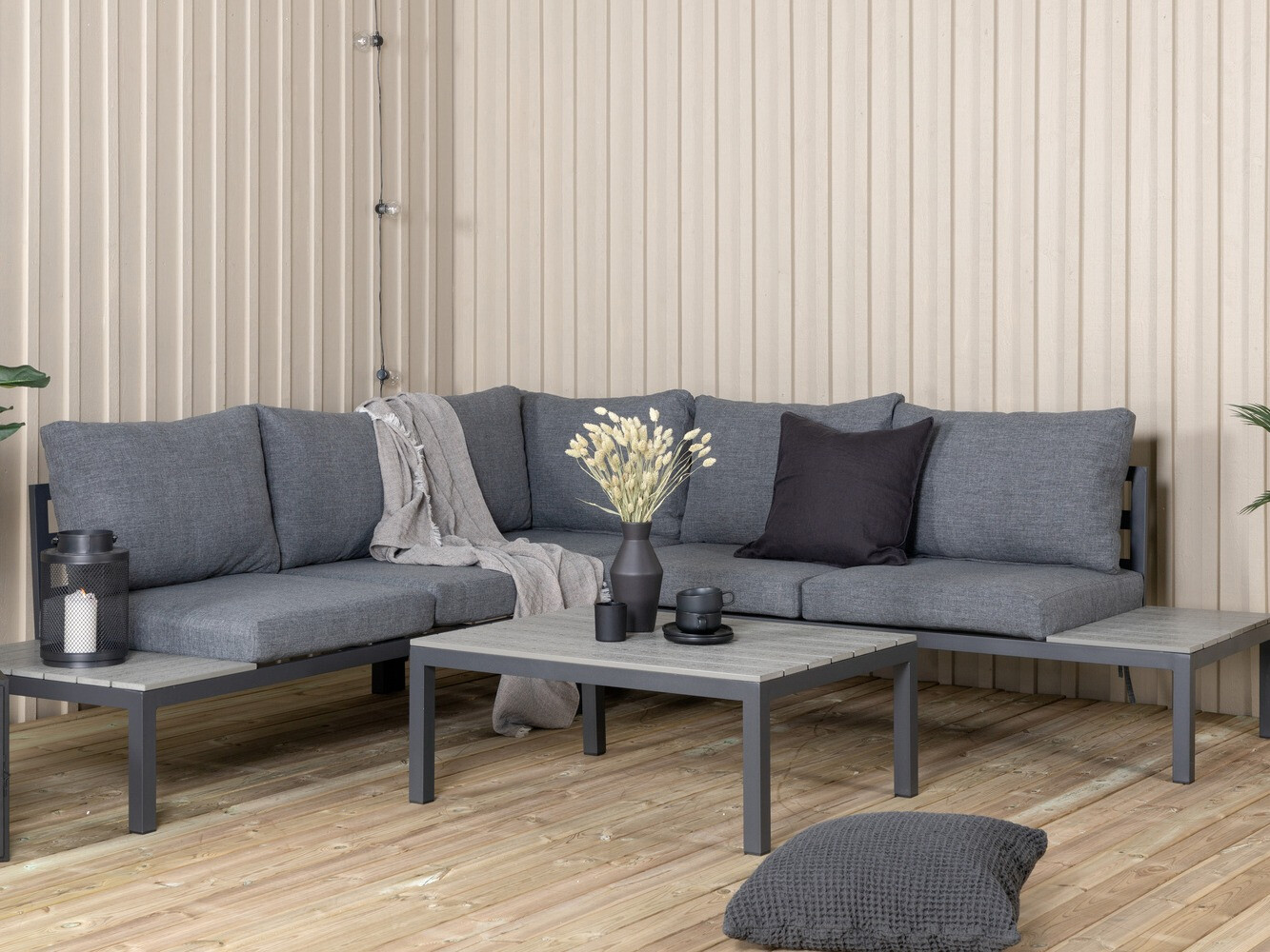 Dārza mēbeļu komplekts Dallas 2158 (Melns + Pelēks)