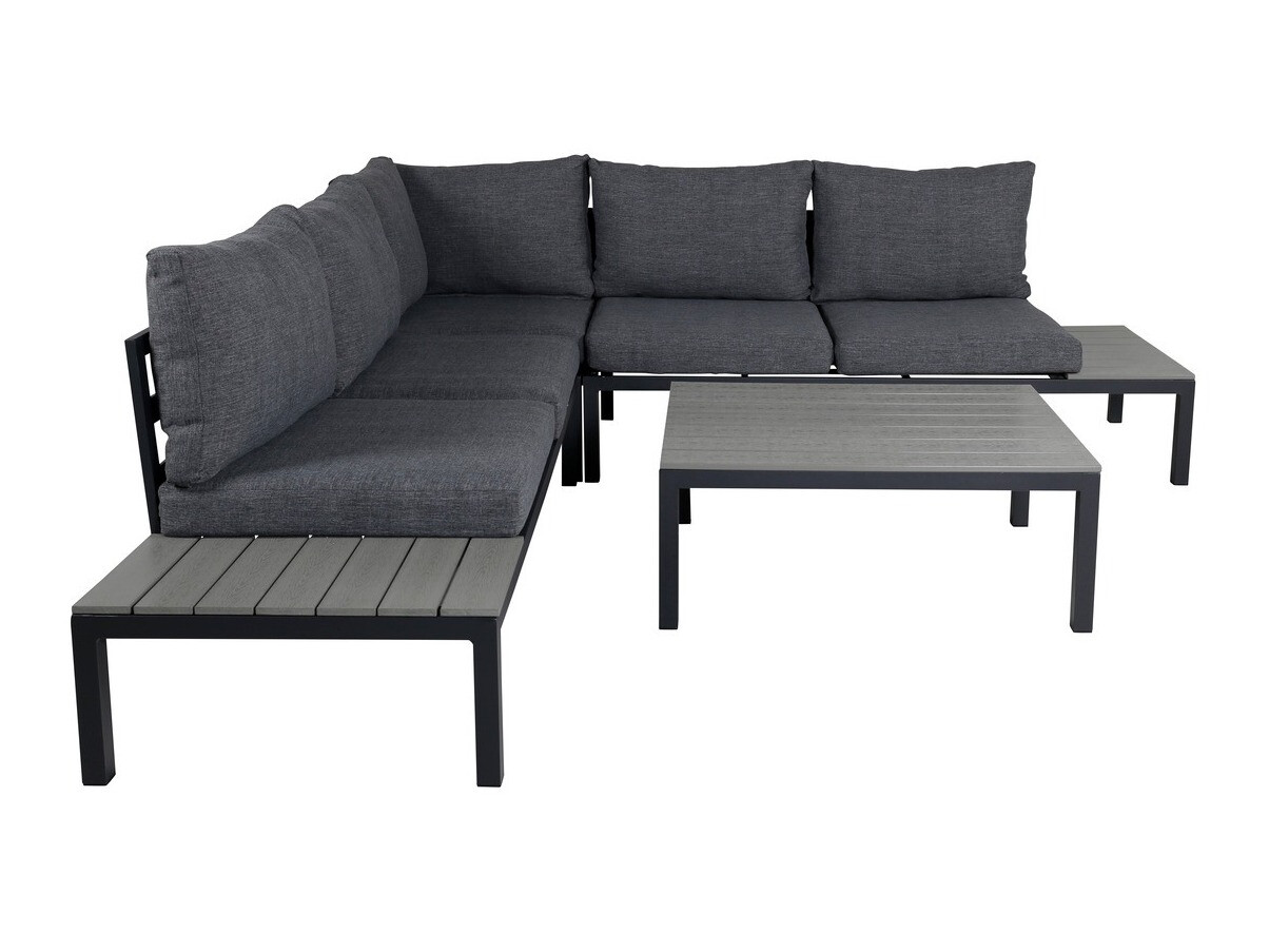 Dārza mēbeļu komplekts Dallas 2158 (Melns + Pelēks)