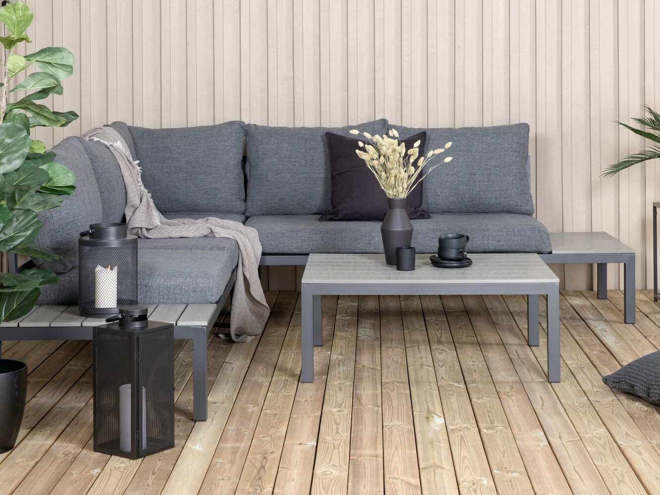 Dārza mēbeļu komplekts Dallas 2158 (Melns + Pelēks)