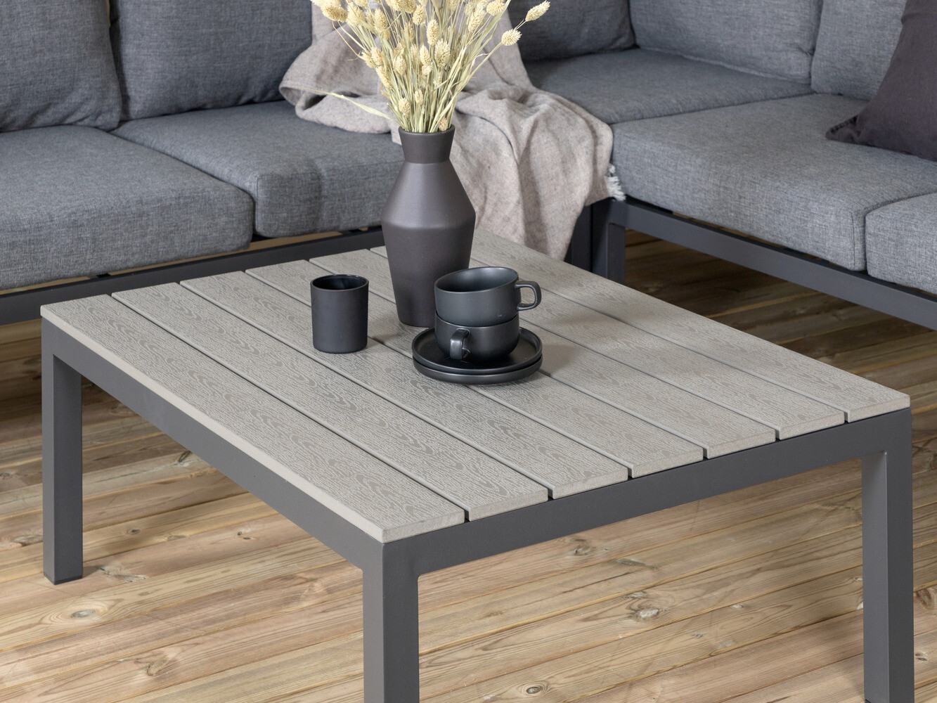 Dārza mēbeļu komplekts Dallas 2158 (Melns + Pelēks)