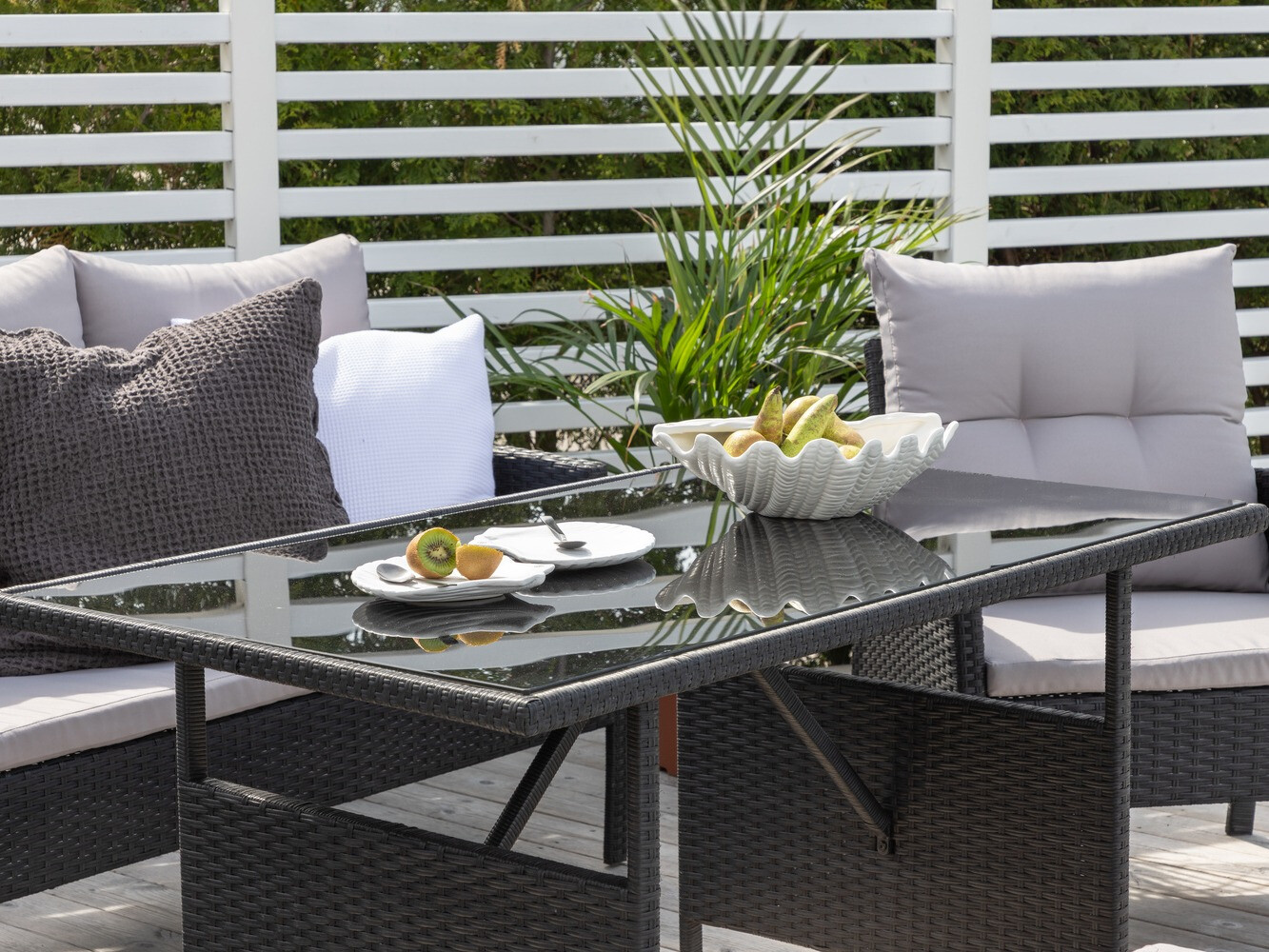 Dārza mēbeļu komplekts Dallas 2473 (Melns + Pelēks)