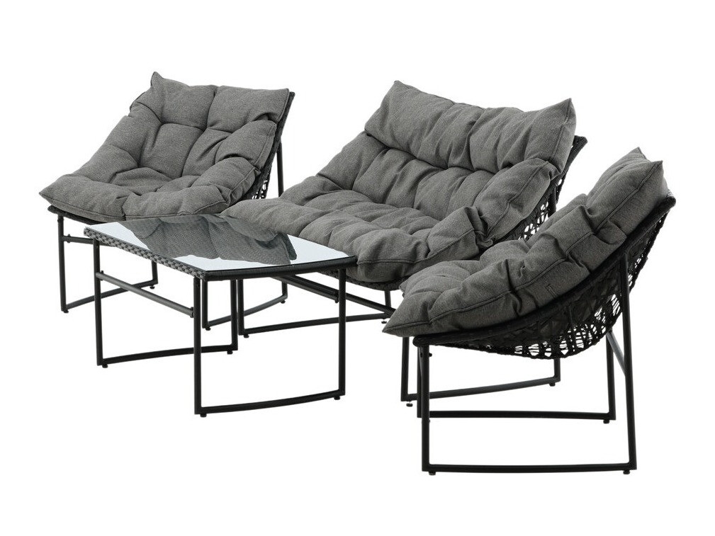 Dārza mēbeļu komplekts Dallas 4732 (Melns + Pelēks)