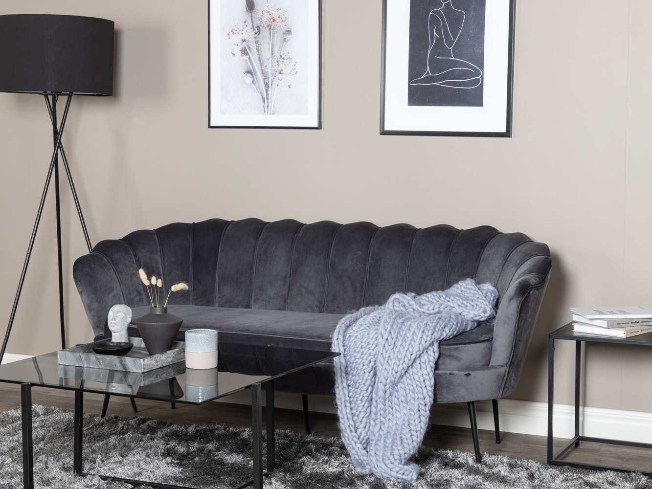 Dīvāns Dallas 2917 (Tumši pelēks + Melns)