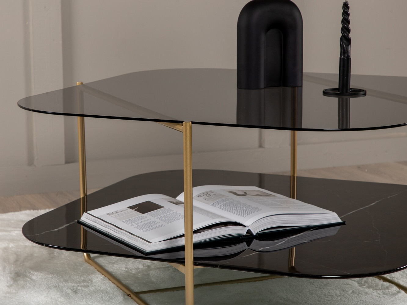 Журнальный столик Dallas 2956 (Черный мрамор + Латунь)