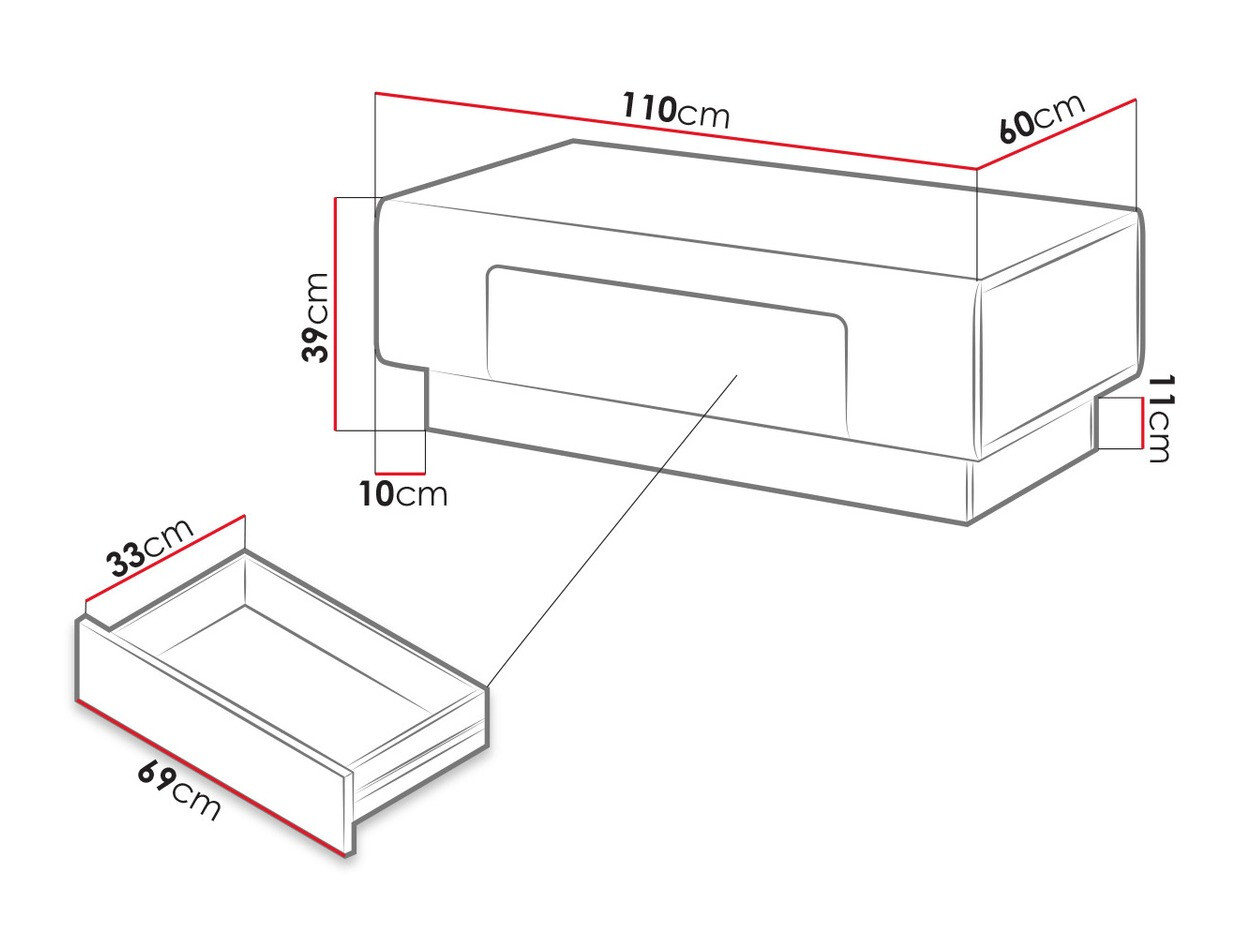 Журнальный столик Torsone 111 (Антрацит + Gloss антрацит + Внук дуб)