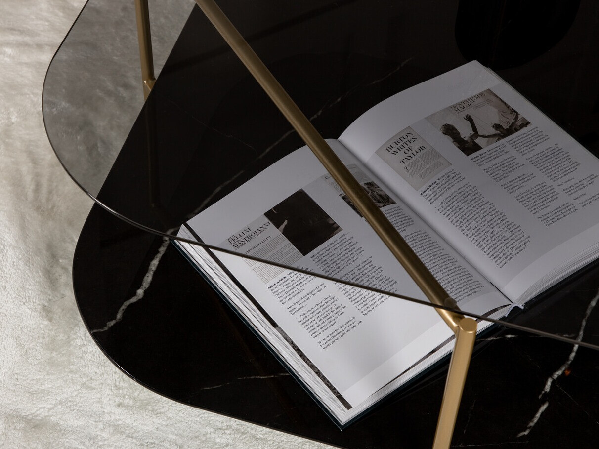 Žurnālu galdiņš Dallas 2956 (Melnais marmors + Misiņš)