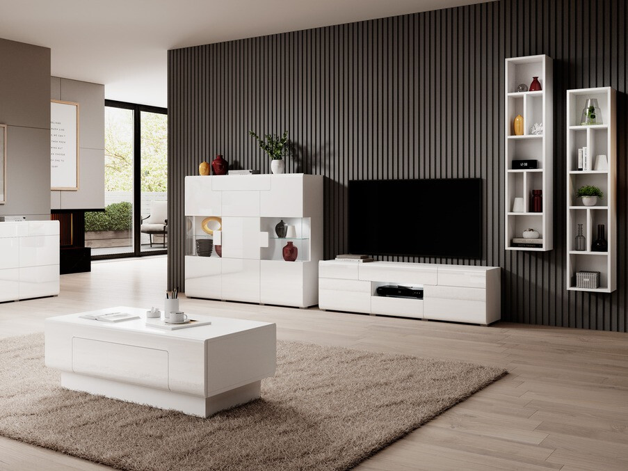 Žurnālu galdiņš Torsone 111 (Balts + Glancēts balts)