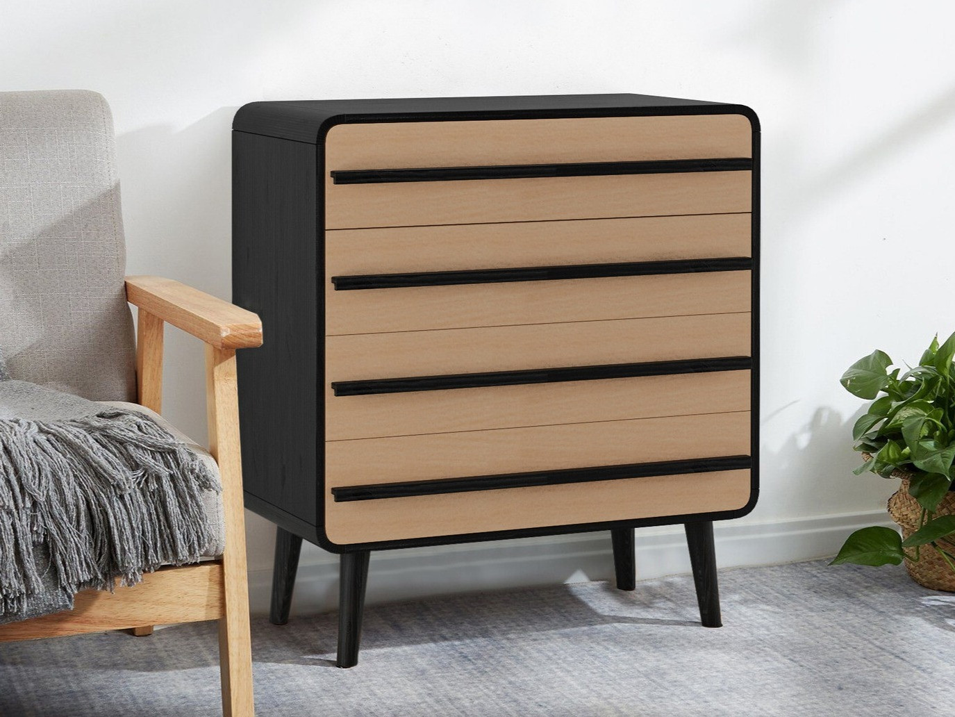 Kомод Denton 566 (Чёрный + Дуб)