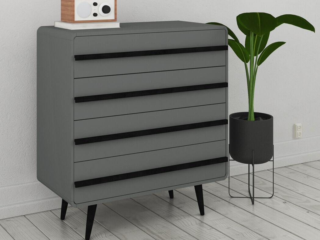 Kомод Denton 566 (Серый + Чёрный)