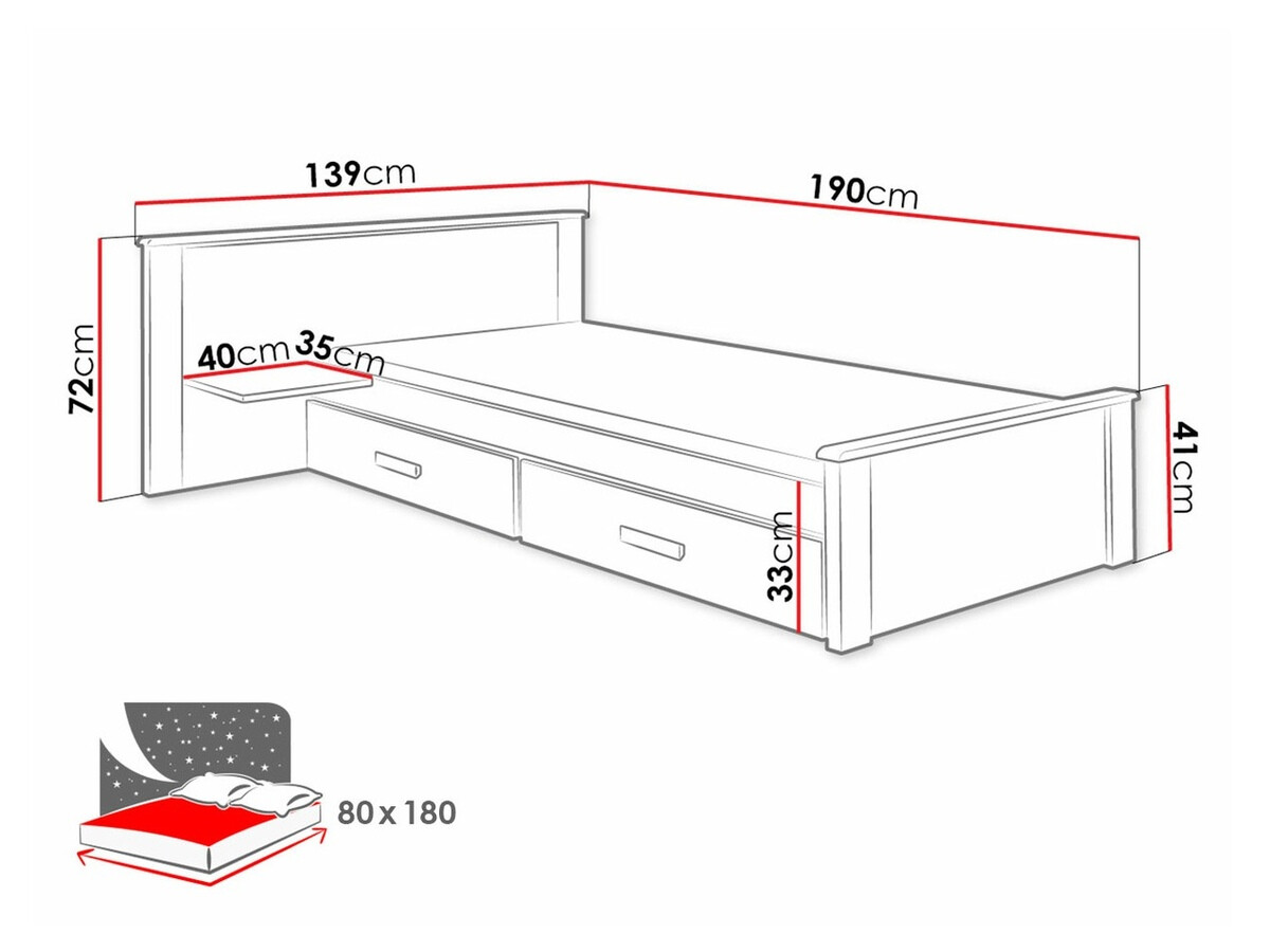 Кровать Henderson 117 (Белый + Сонома Дуб)