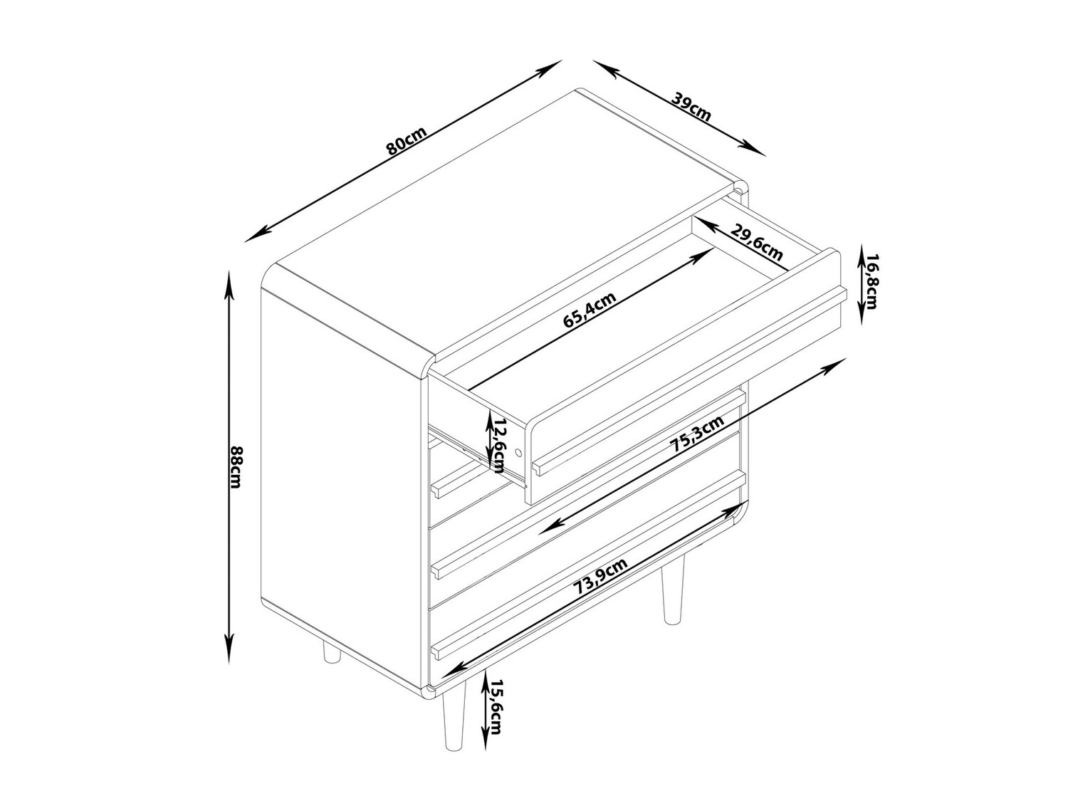 Kumode Denton 566 (Melns + Ozols)