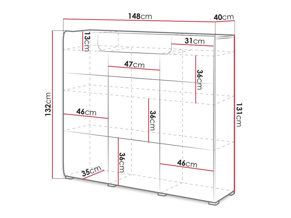 Kumode Torsone 112 (Balts + Glancēts balts + Sanremo ozols)