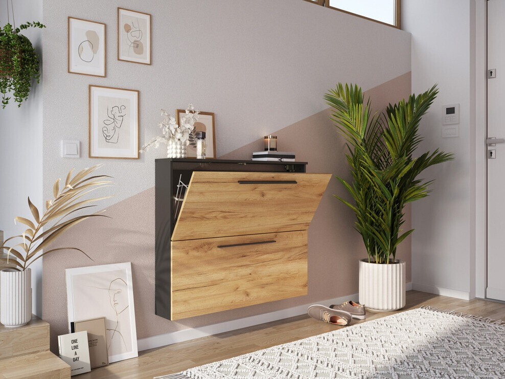 Тумба для обуви Sacramento 349 (Navarra дуб + Графит)