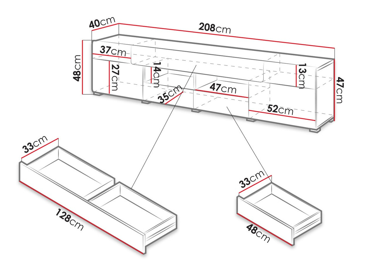 TV galds Torsone 113 (Antracīts + Gloss antracīts + Grandson ozols)
