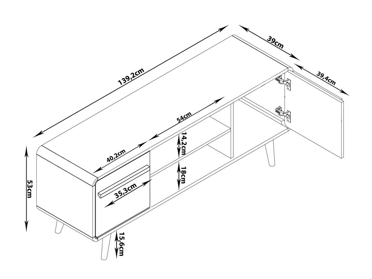 ТВ тумба Denton 359 (Чёрный + Дуб)