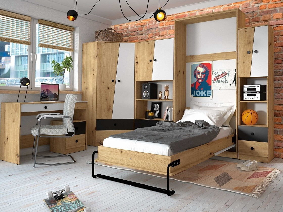 Письменный cтол Mirelbu 109 (Artisan дуб + Глянцевый белый)