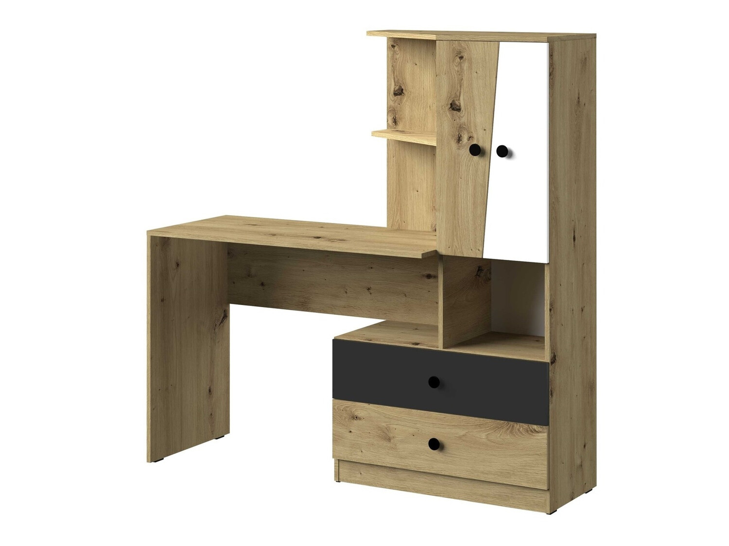 Письменный cтол Mirelbu 110 (Artisan дуб + Белый + Чёрный)