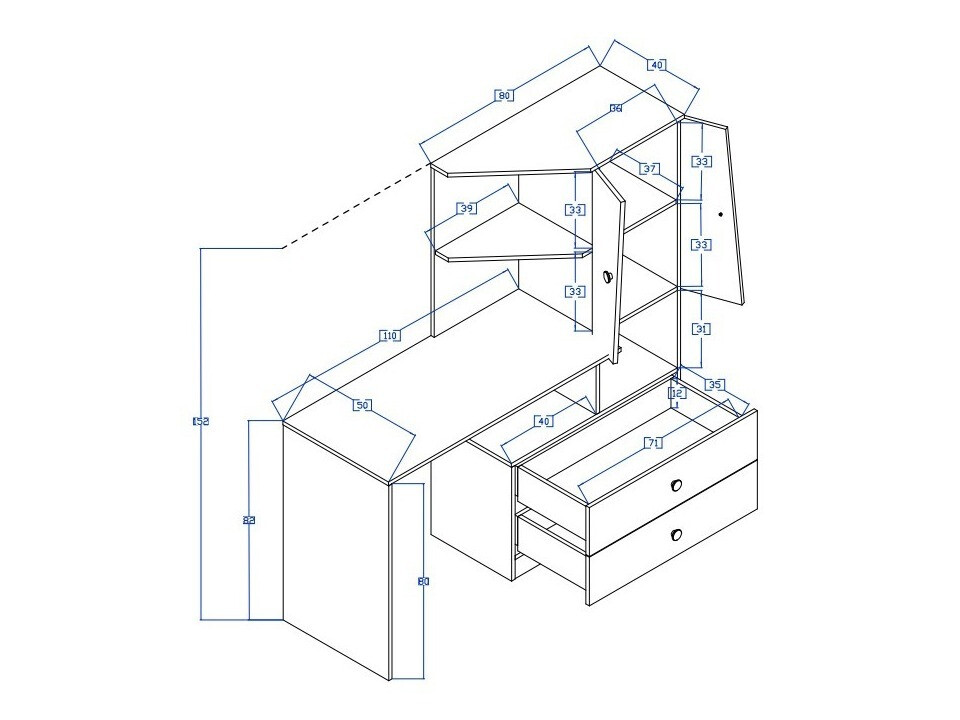 Письменный cтол Mirelbu 110 (Artisan дуб + Белый + Чёрный)