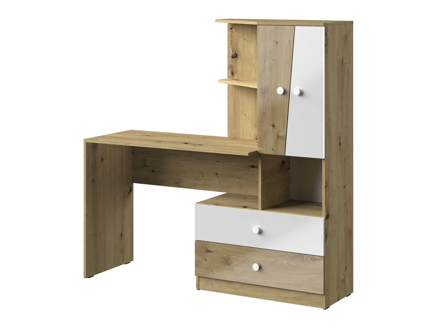 Письменный cтол Mirelbu 110 (Artisan дуб + Глянцевый белый)