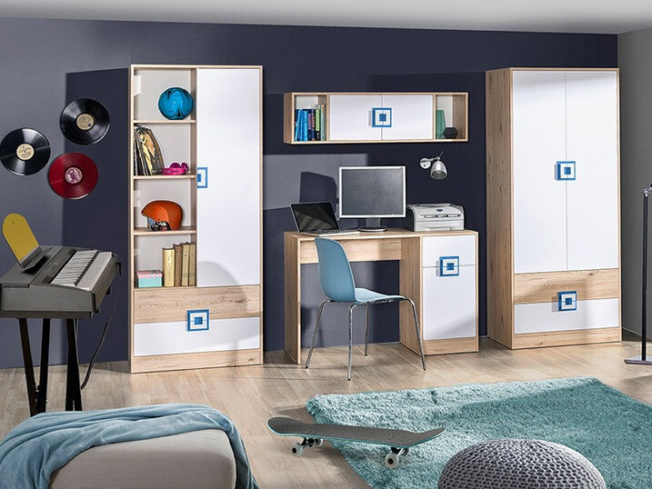 Rakstāmgalds Balvire 110 (Gaišs ozols + Balts + Tirkīzs)