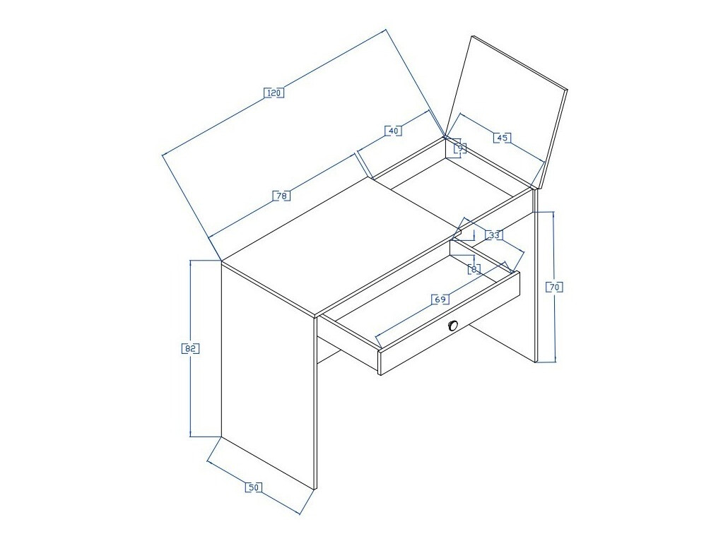 Rakstāmgalds Mirelbu 109 (Artisan ozols + Glancēts balts + Melns)