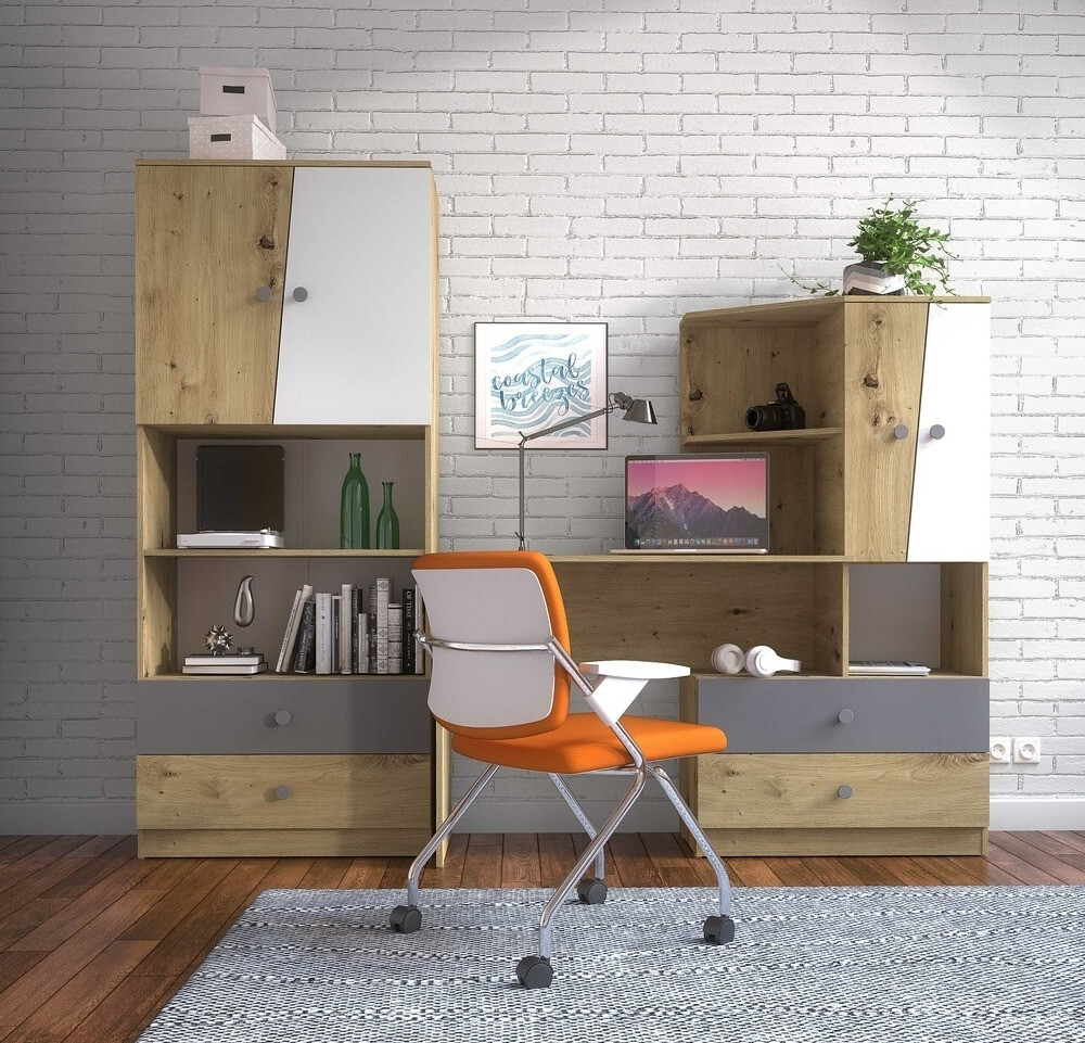 Rakstāmgalds Mirelbu 110 (Artisan ozols + Balts + Melns)