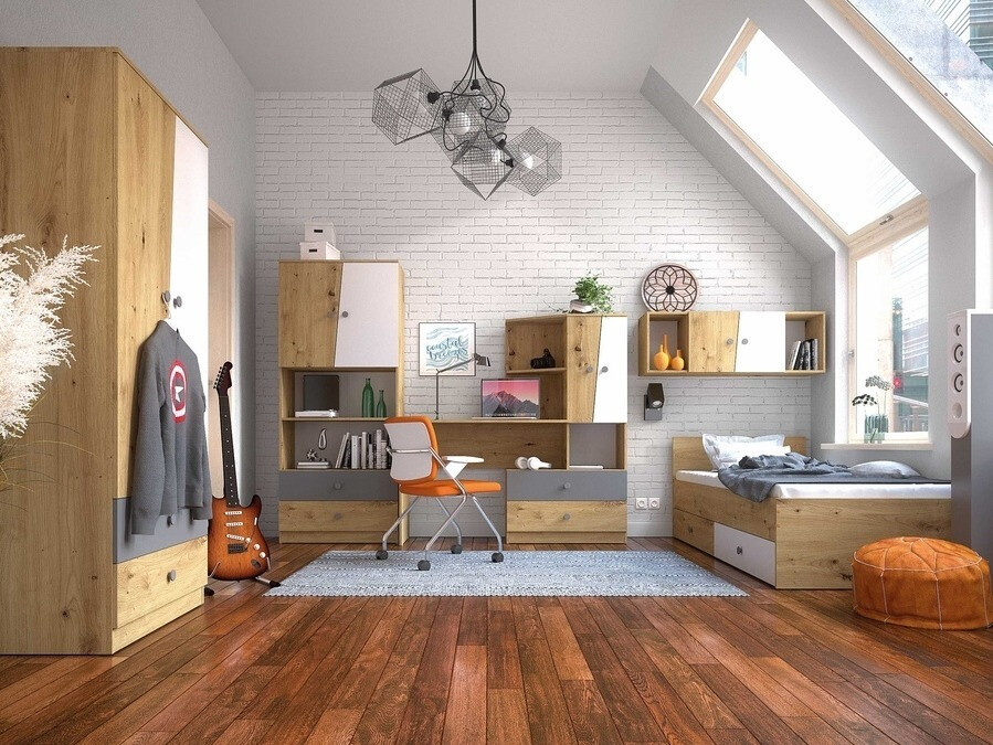 Rakstāmgalds Mirelbu 110 (Artisan ozols + Balts + Melns)