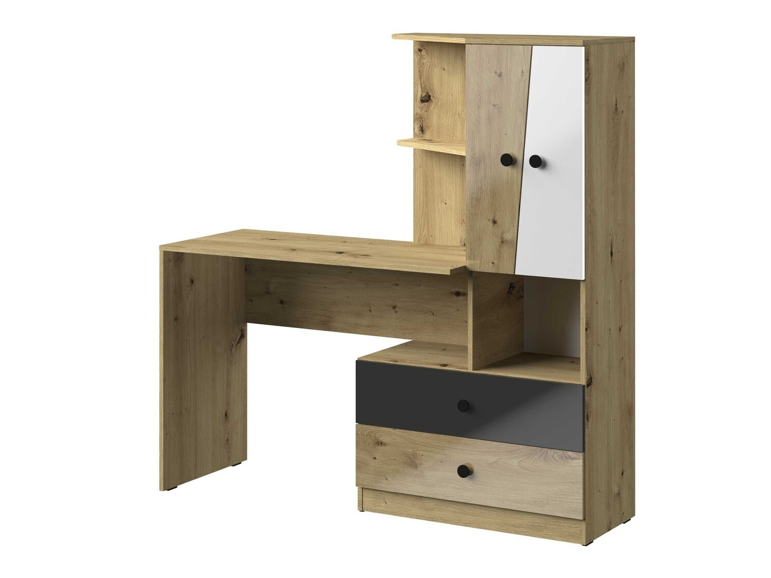 Rakstāmgalds Mirelbu 110 (Artisan ozols + Glancēts balts + Glancēts melns)