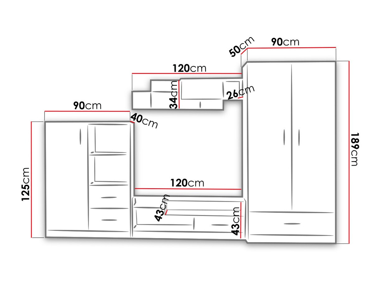 Viesistabas komplekts Lorlare 101 (Balts + Pelēks)