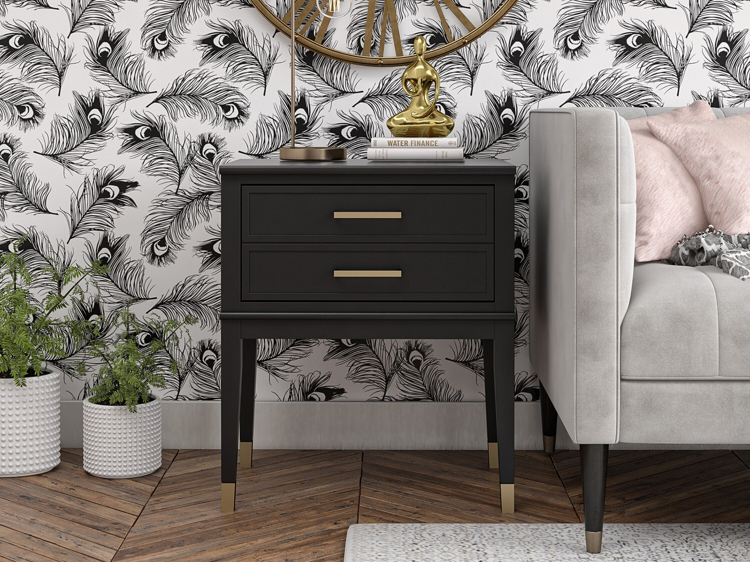 Naktsgaldiņš CosmoLiving by Cosmopolitan Belromu 104 (Melns)