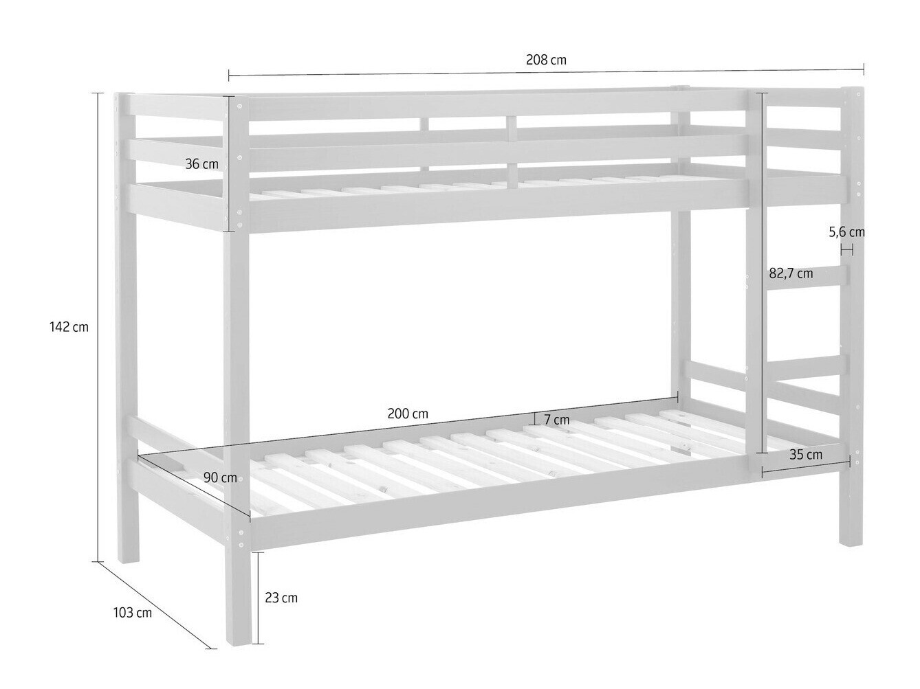 Двухъярусная кровать Ruvfiva 100 (Светло-коричневый)