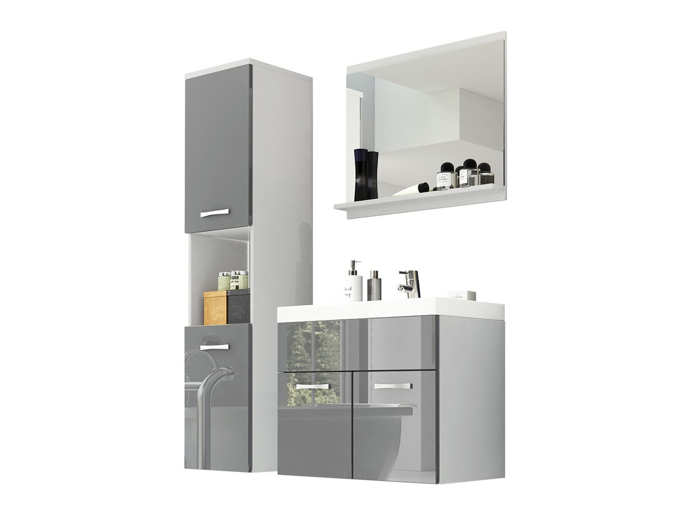 Набор для ванной комнаты Sarasota 122 (Белый + Глянцевый серый)